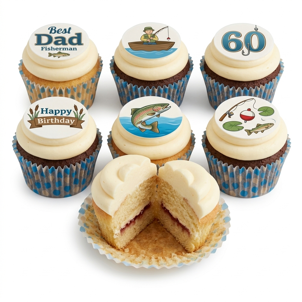 Fishing Theme Birthday Cupcakes for Him