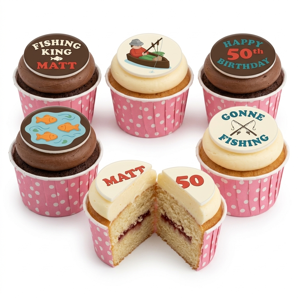 Fishing Theme Birthday Cupcakes for Him