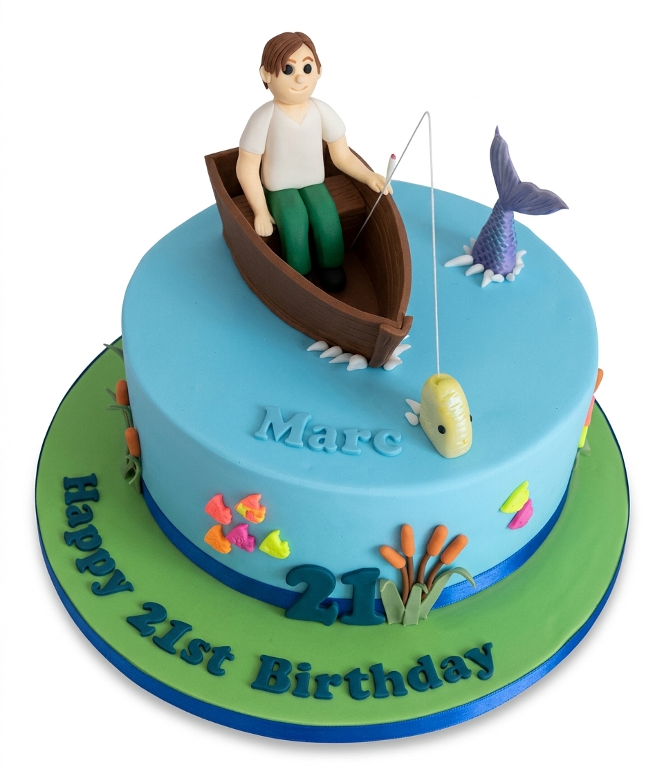 Fishing Theme Birthday Cake for Him