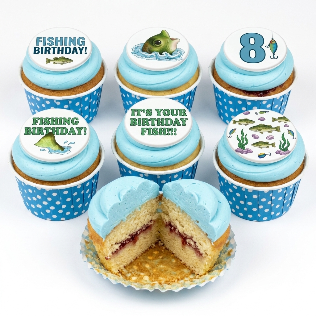 Fishing Theme Birthday Cupcakes