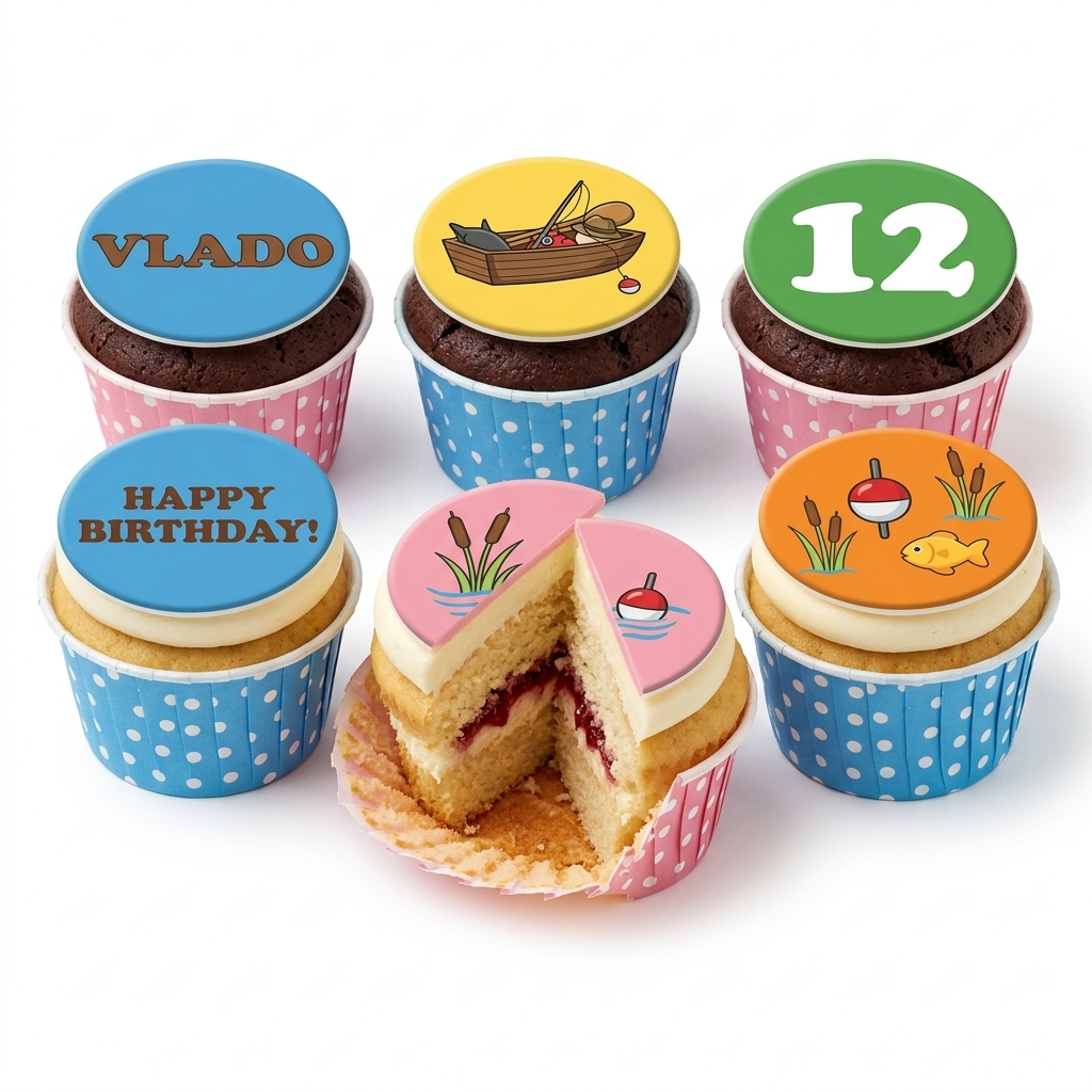 Fishing Theme Birthday Cupcakes