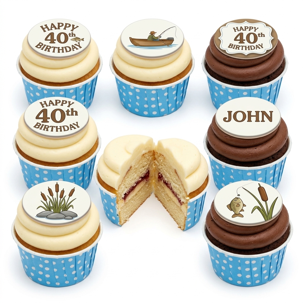 Fishing Theme Birthday Cupcakes with Custom Age
