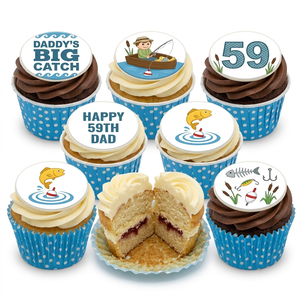 Fishing Theme Birthday Cupcakes for Him