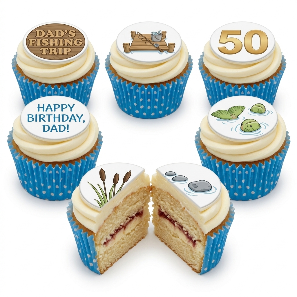Fishing Theme Birthday Cupcakes for Him