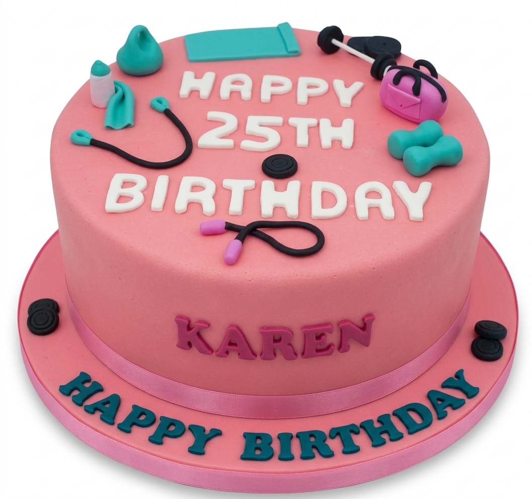 Gym Theme Birthday Cake for Her with Custom Age