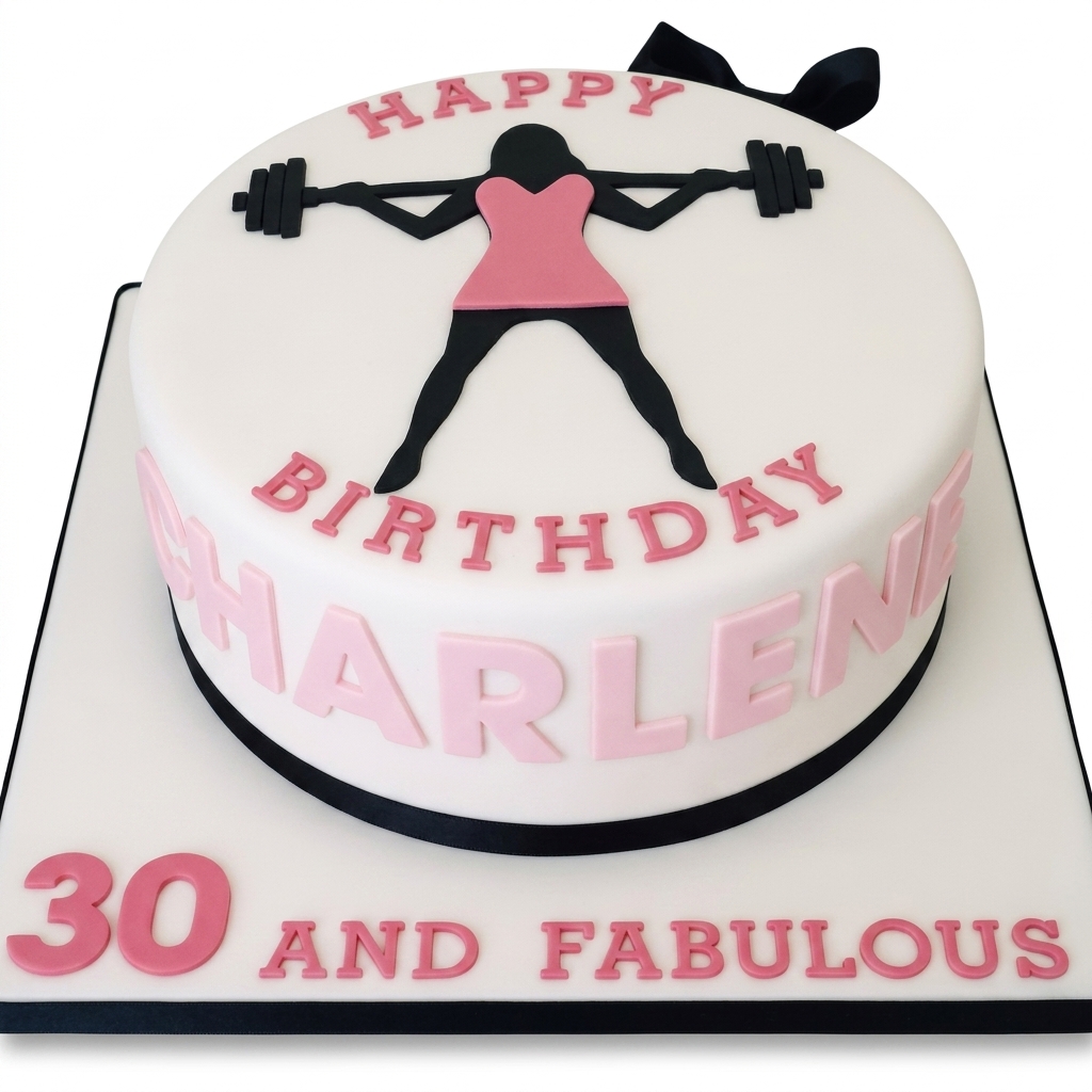 Gym Birthday Cake for Her with Weightlifting Design