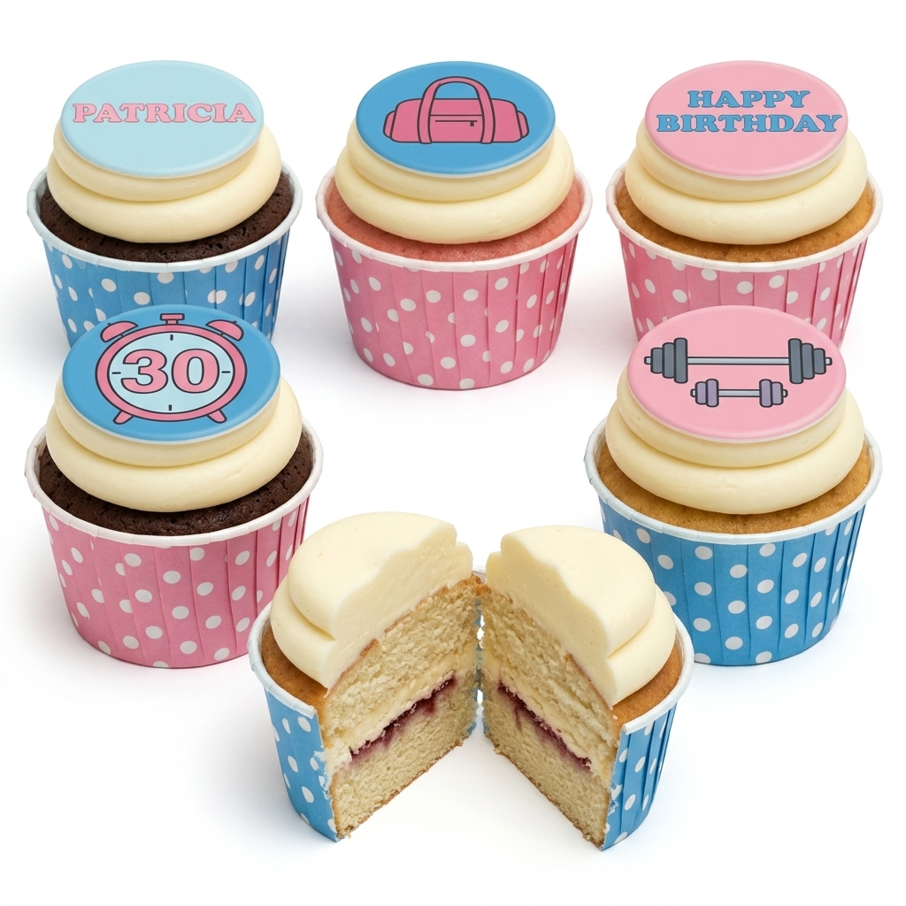 Gym Theme Birthday Cupcakes for Her with Custom Age