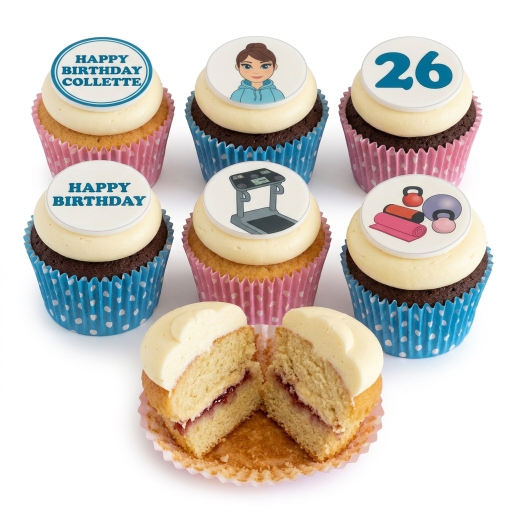 Fitness Theme Birthday Cupcakes for Her with Custom Age
