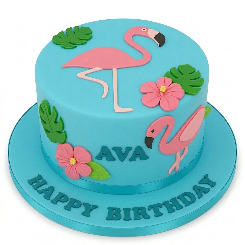 Flamingo Tropical Birthday Cake
