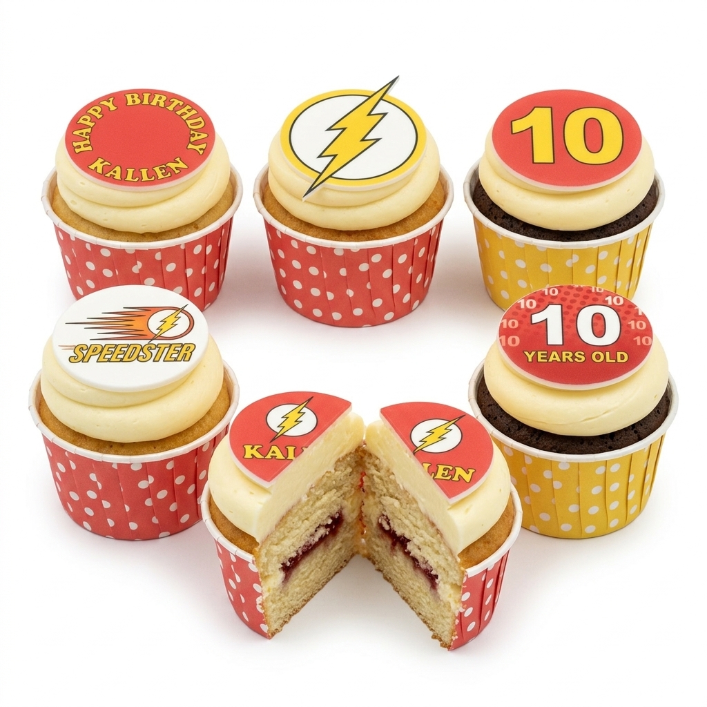 The Flash Superhero Birthday Cupcakes