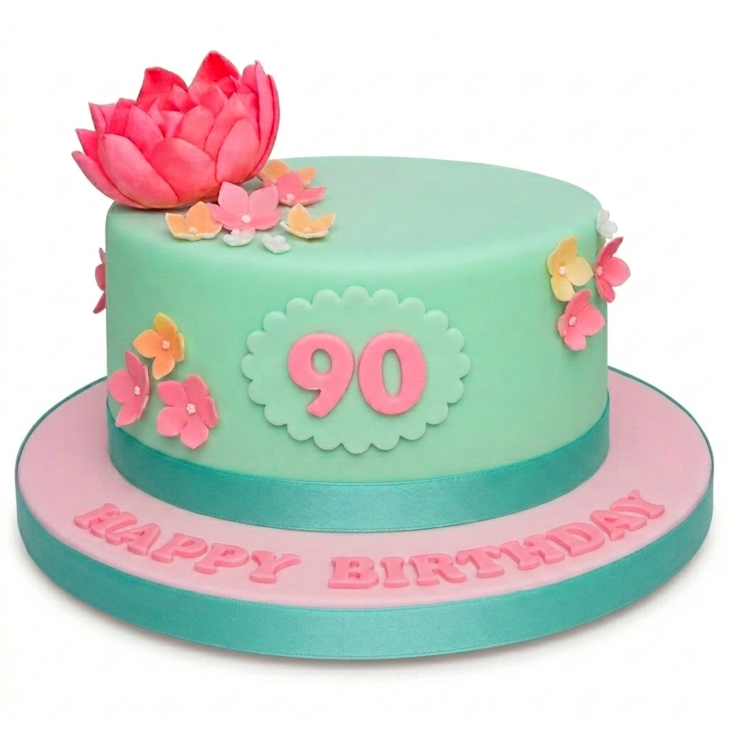 Elegant Floral Birthday Cake for Her