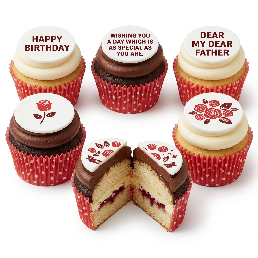 Floral Birthday Cupcakes with Personalised Messages