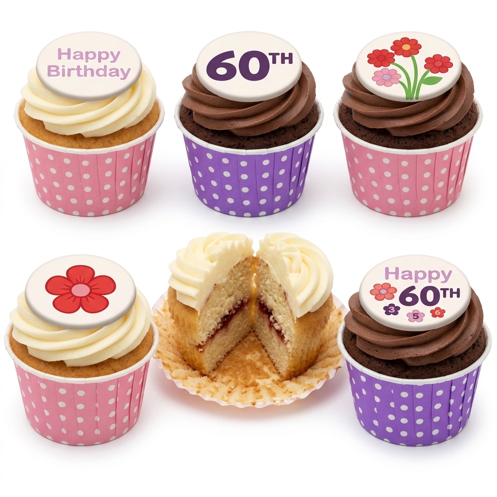 Floral Birthday Cupcakes for Her with Custom Age Toppers