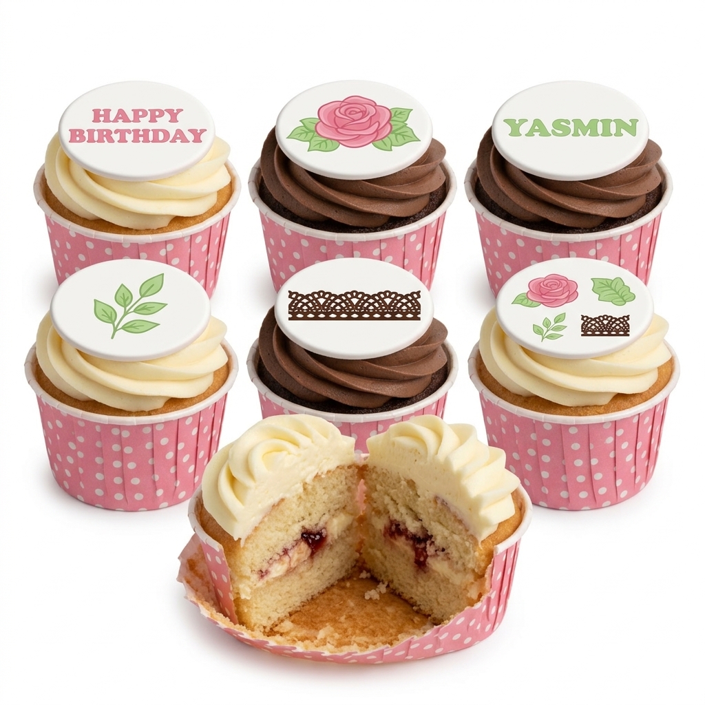 Personalised Floral Birthday Cupcakes