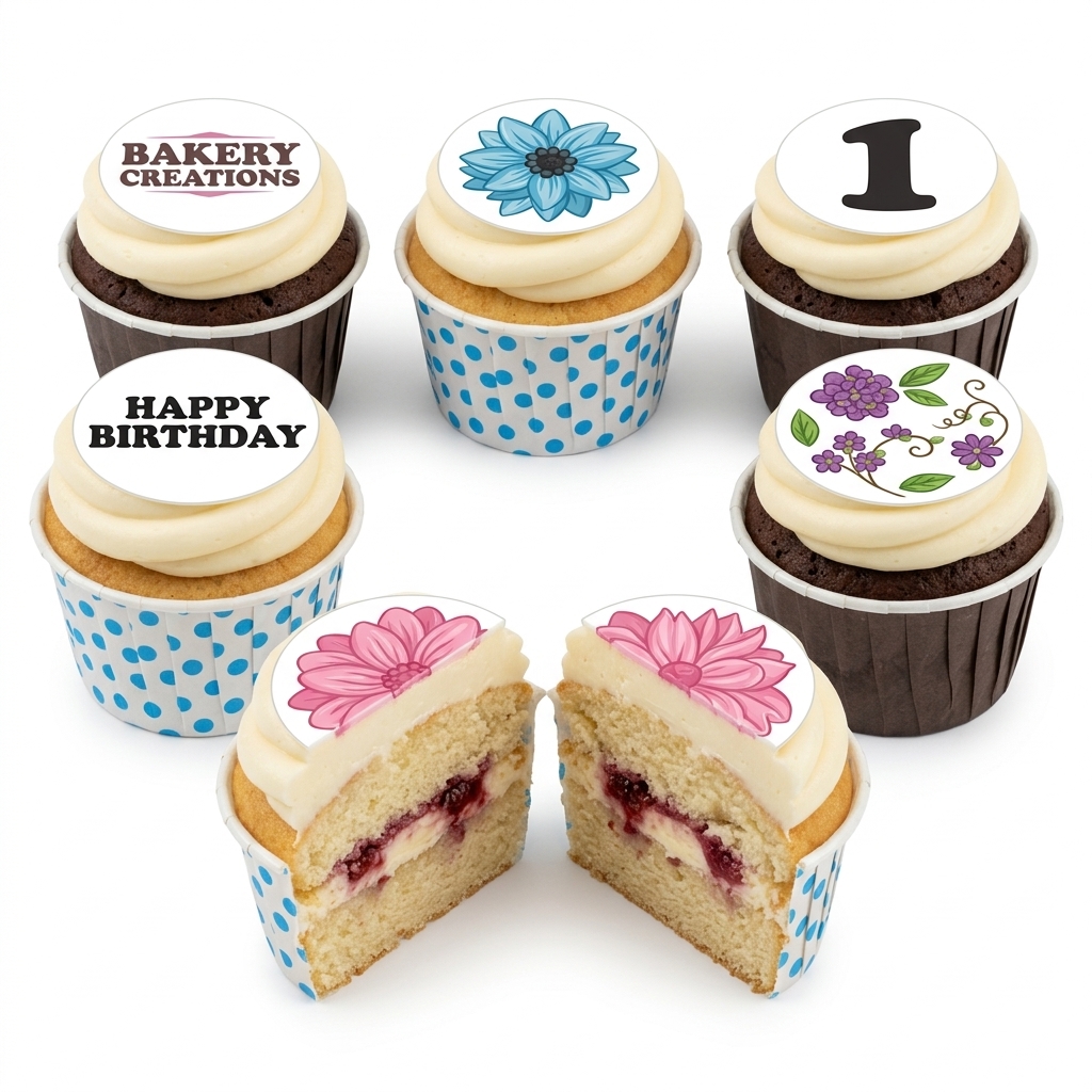 Floral Birthday Cupcakes with Custom Age Topper