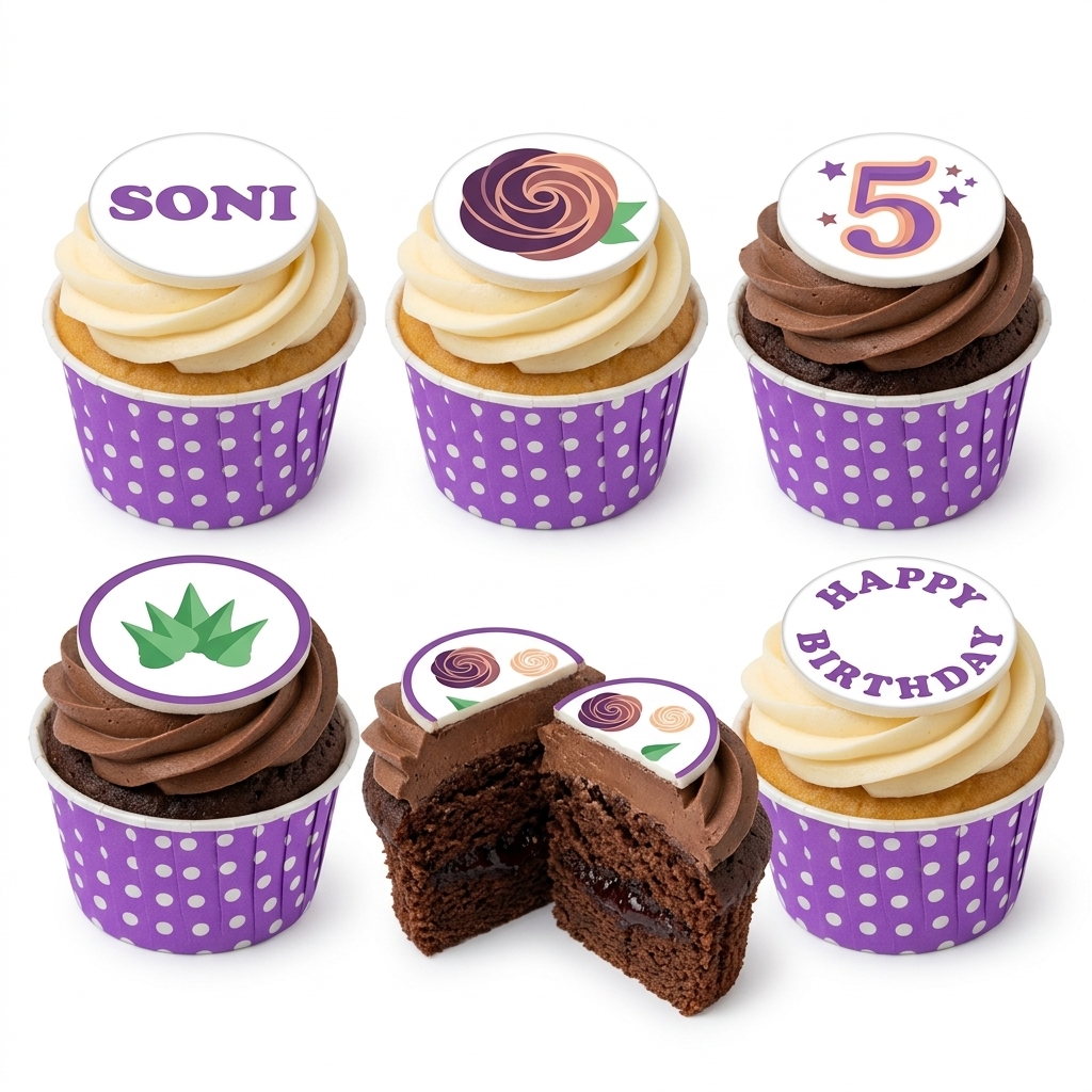 Personalised Birthday Cupcakes with Floral Designs