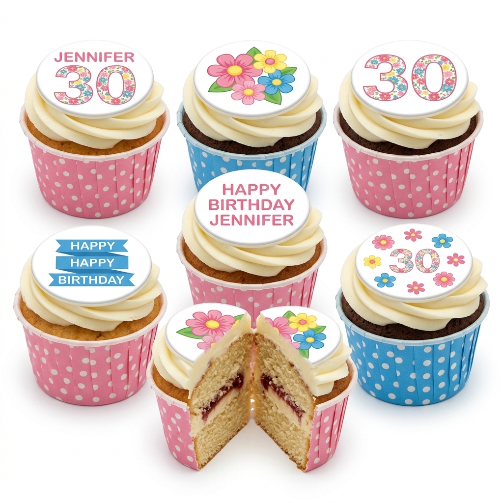 Floral Birthday Cupcakes for Her with Custom Age Toppers