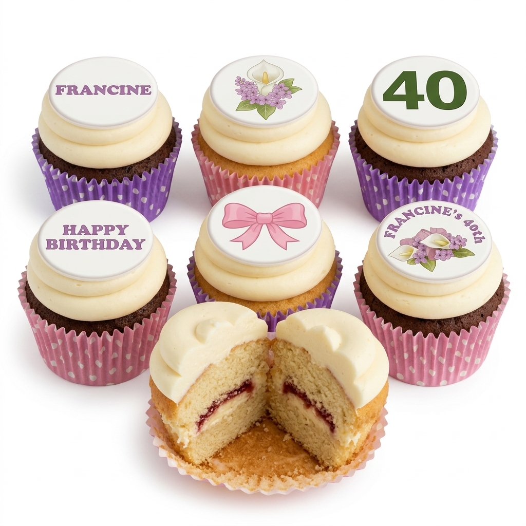 Floral Birthday Cupcakes for Her with Custom Age Toppers