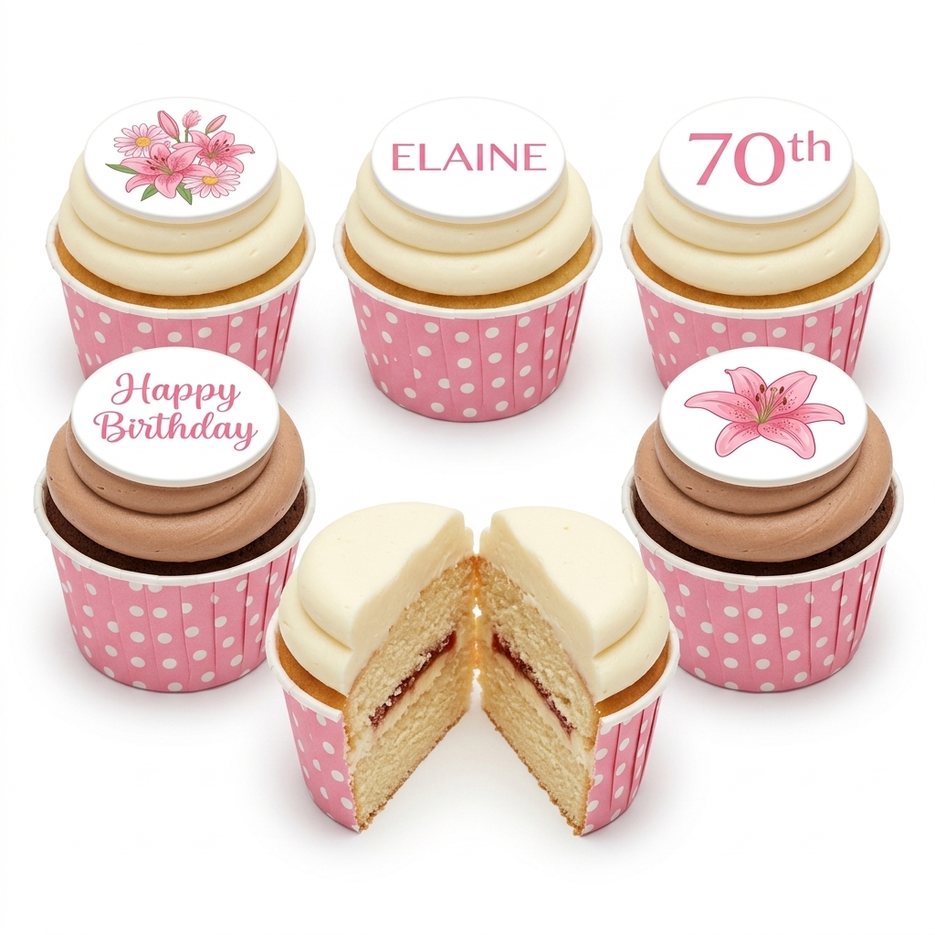 Floral Birthday Cupcakes for Her with Custom Age Toppers