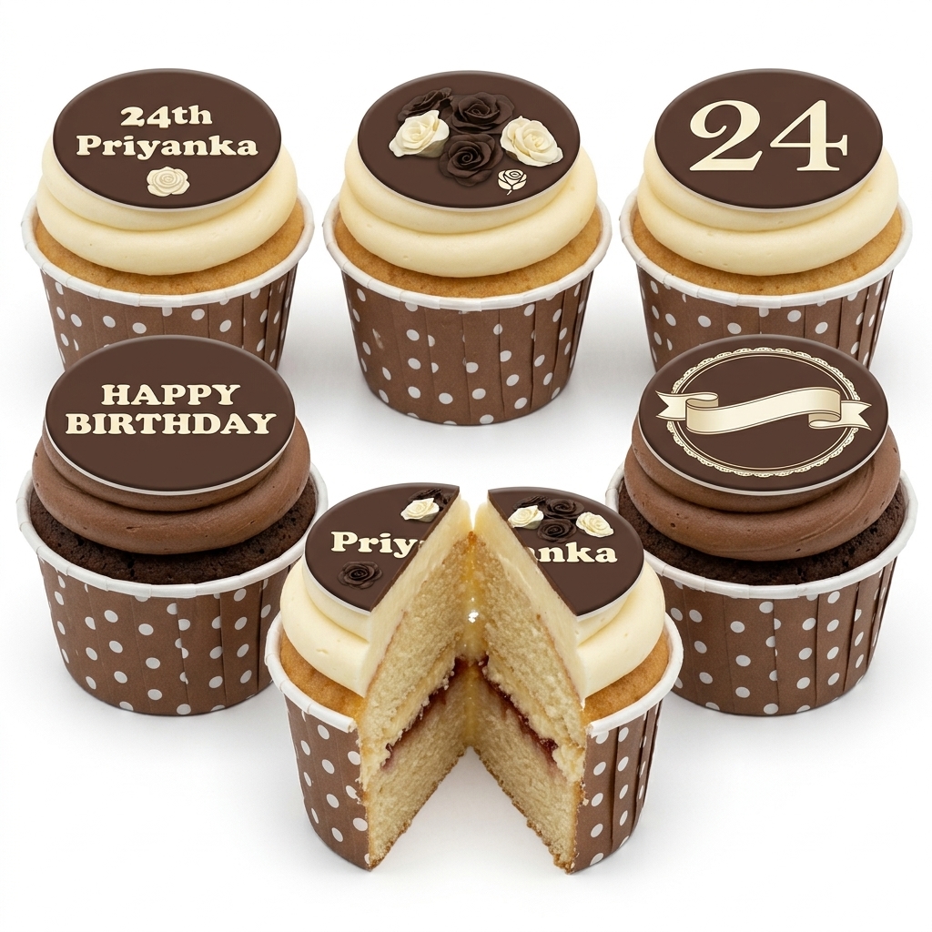 Personalised Floral Birthday Cupcakes with Custom Toppers