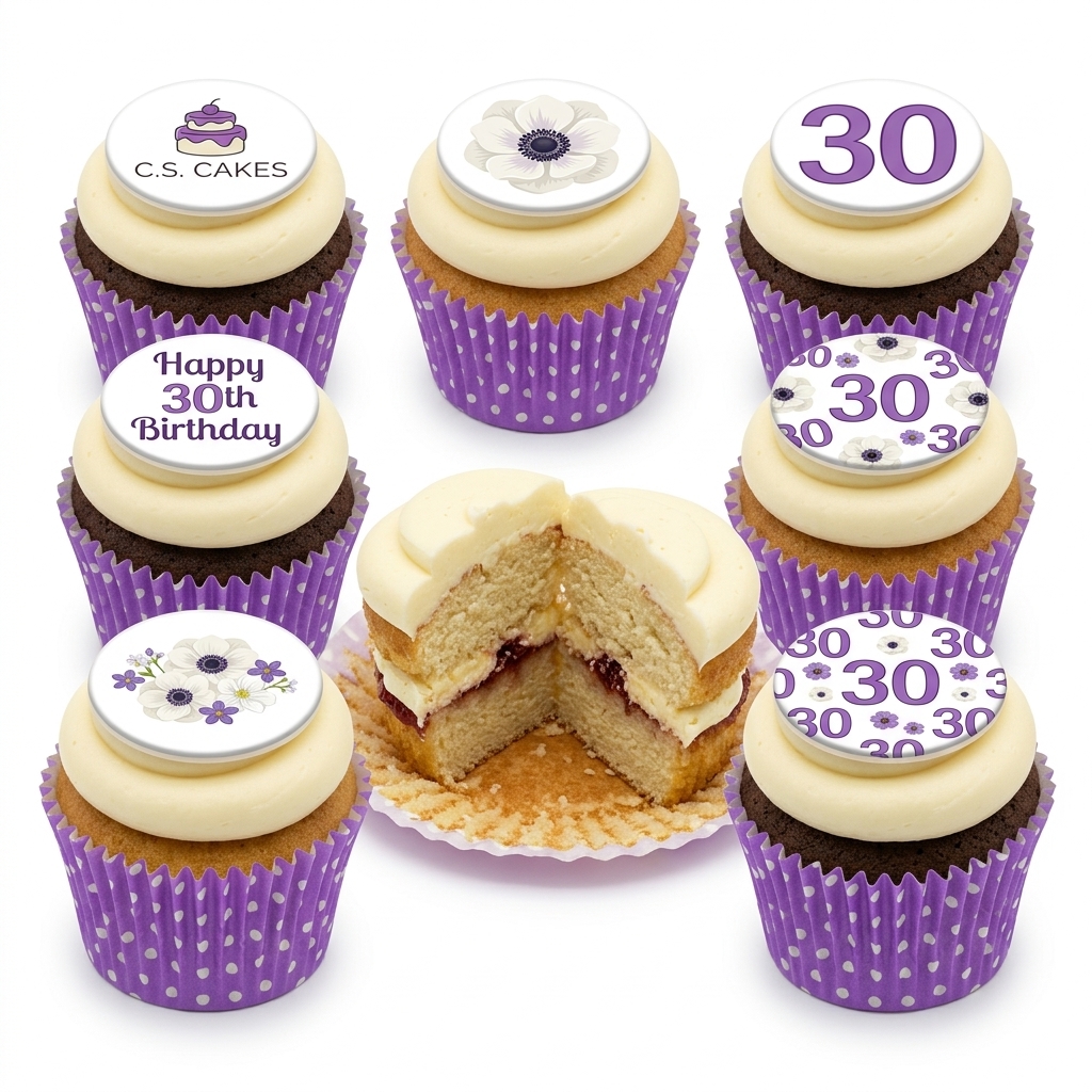 Elegant Floral Birthday Cupcakes with Custom Age Topper