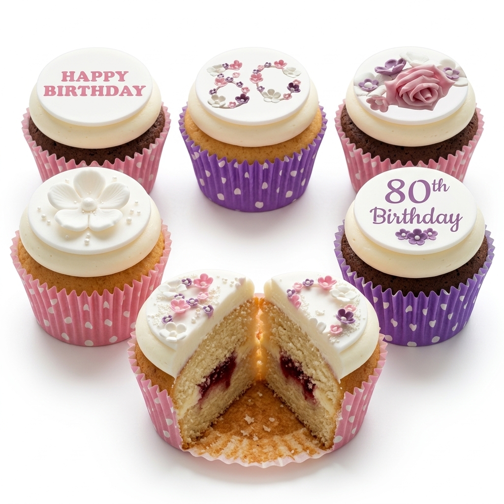 Floral Birthday Cupcakes for Her with Custom Age Topper