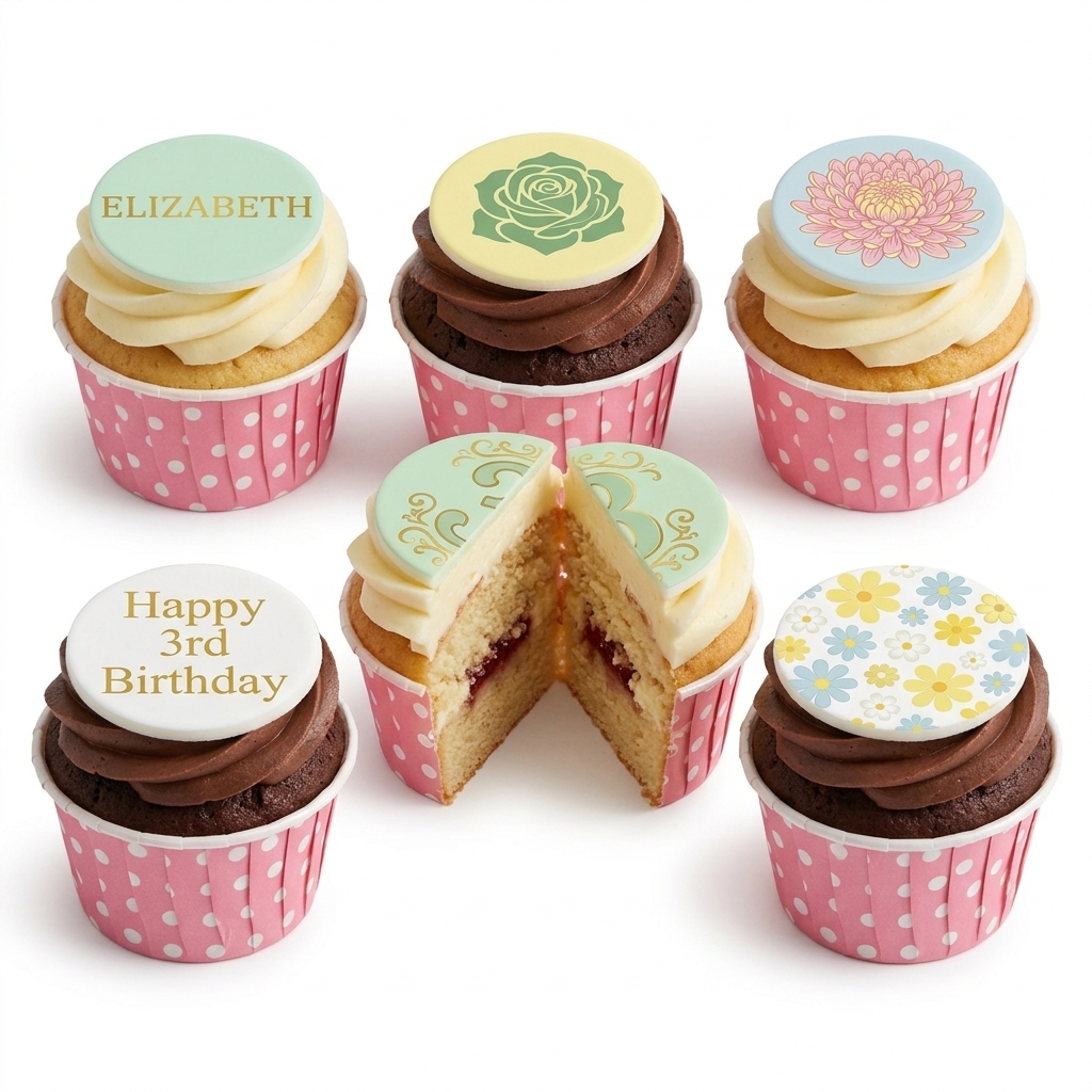 Elegant Floral Birthday Cupcakes