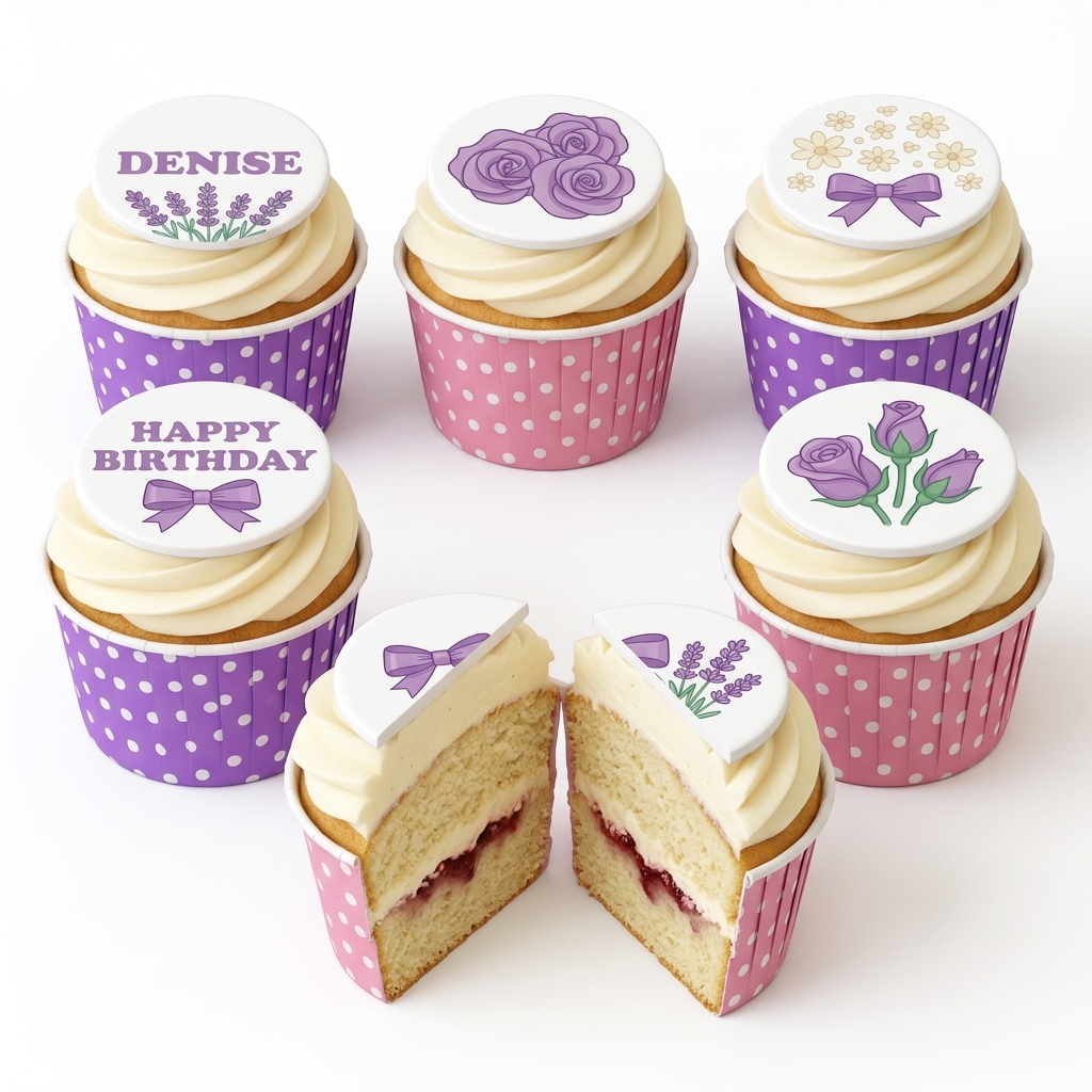 Floral Birthday Cupcakes for Her with Custom Message