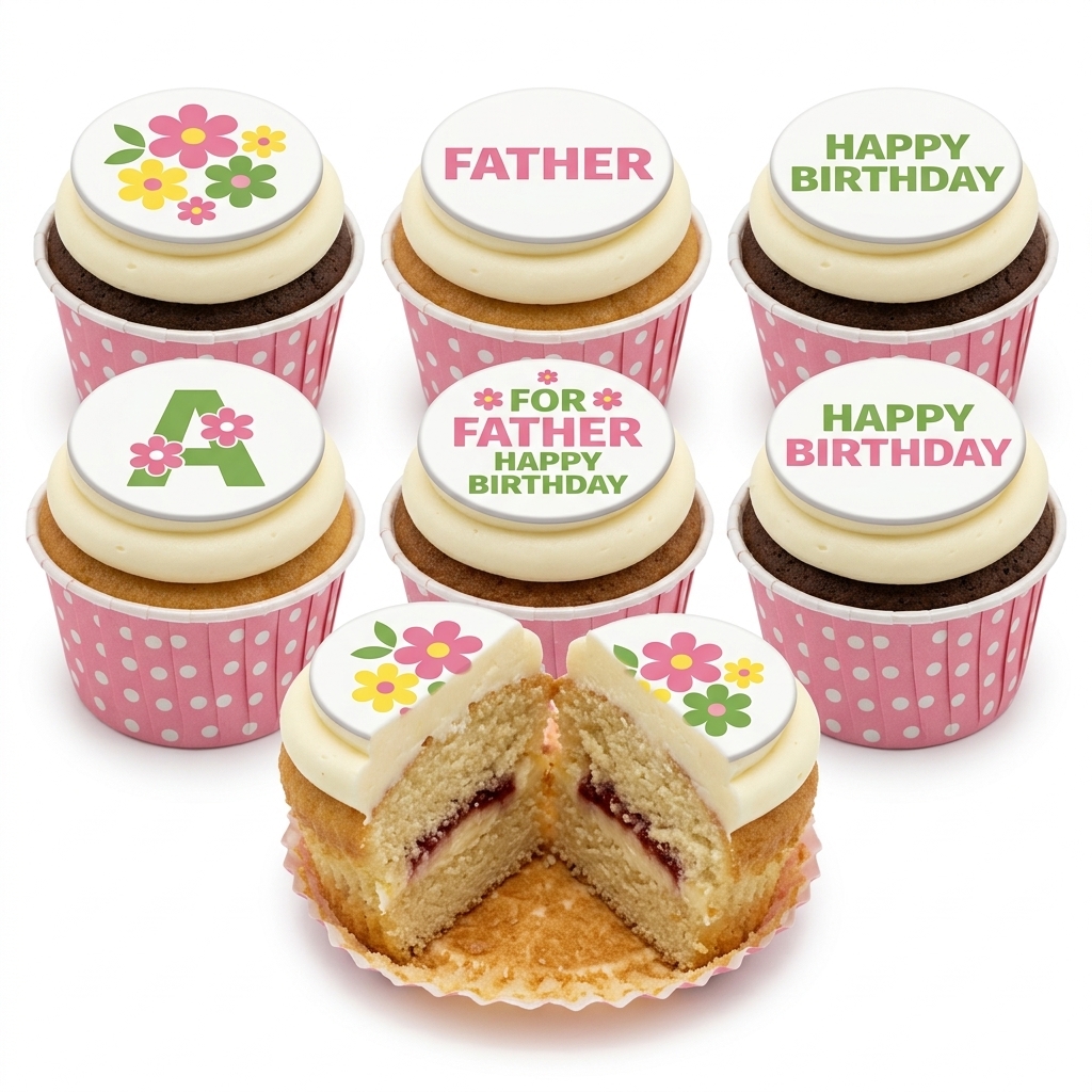 Personalised Birthday Cupcakes with Custom Toppers