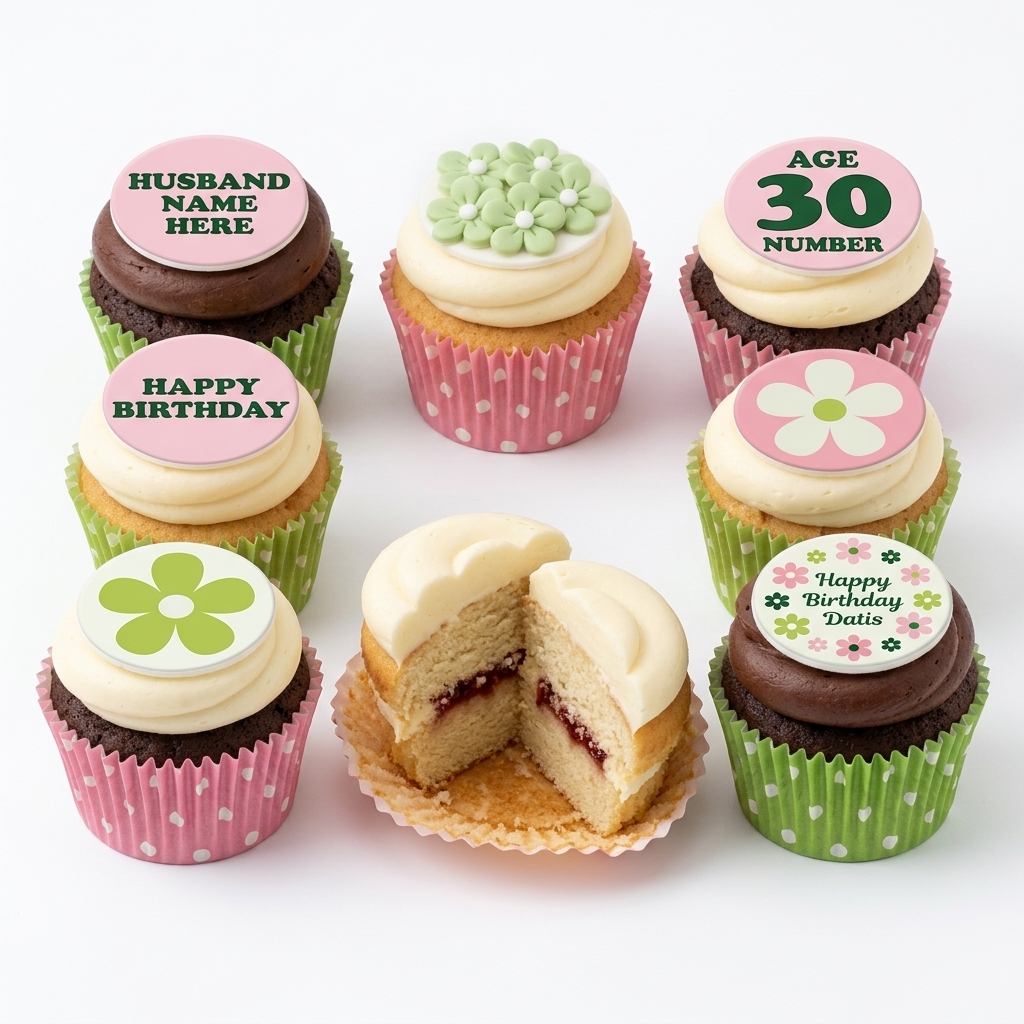 Personalised Floral Birthday Cupcakes with Custom Age
