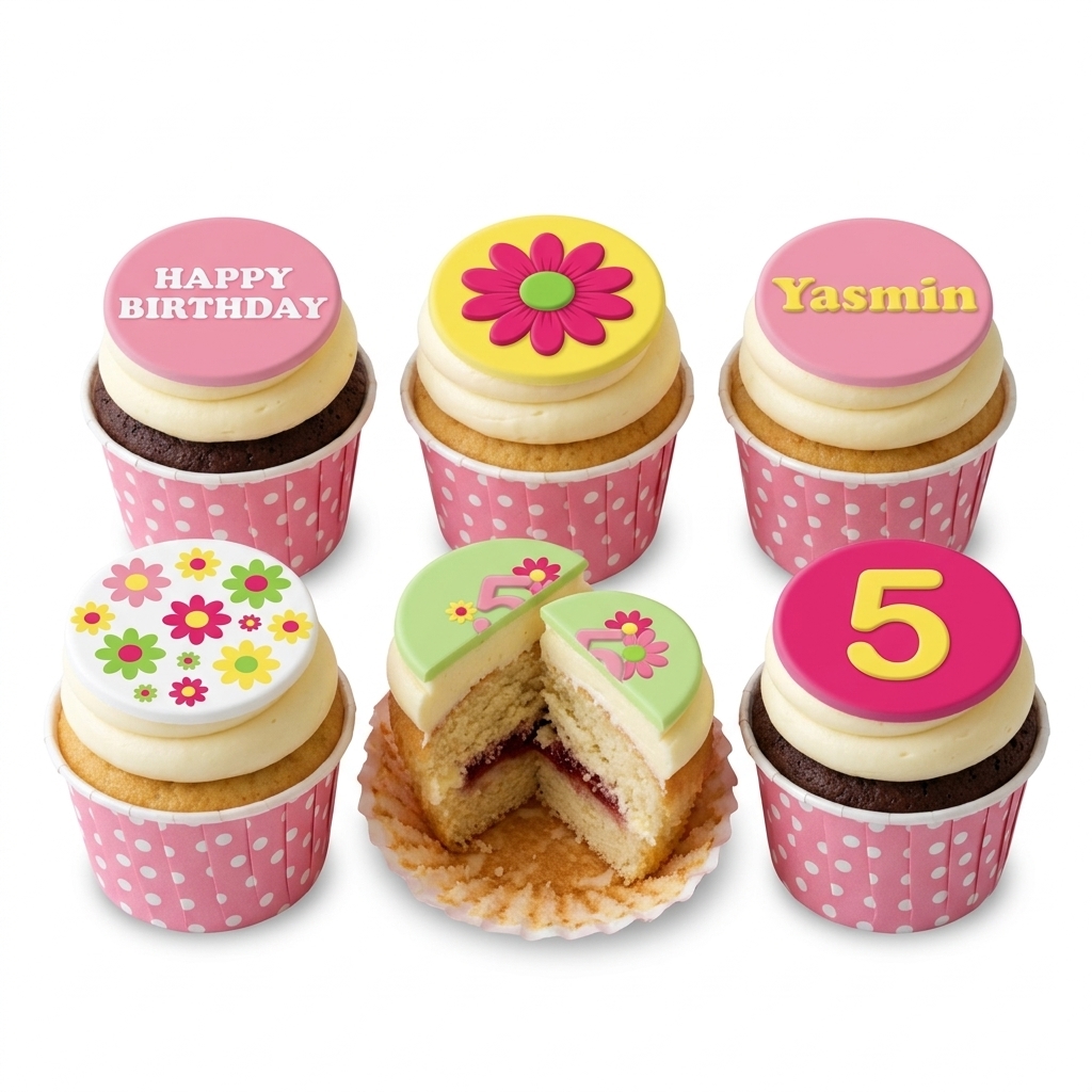 Daisy Floral Birthday Cupcakes for Girls