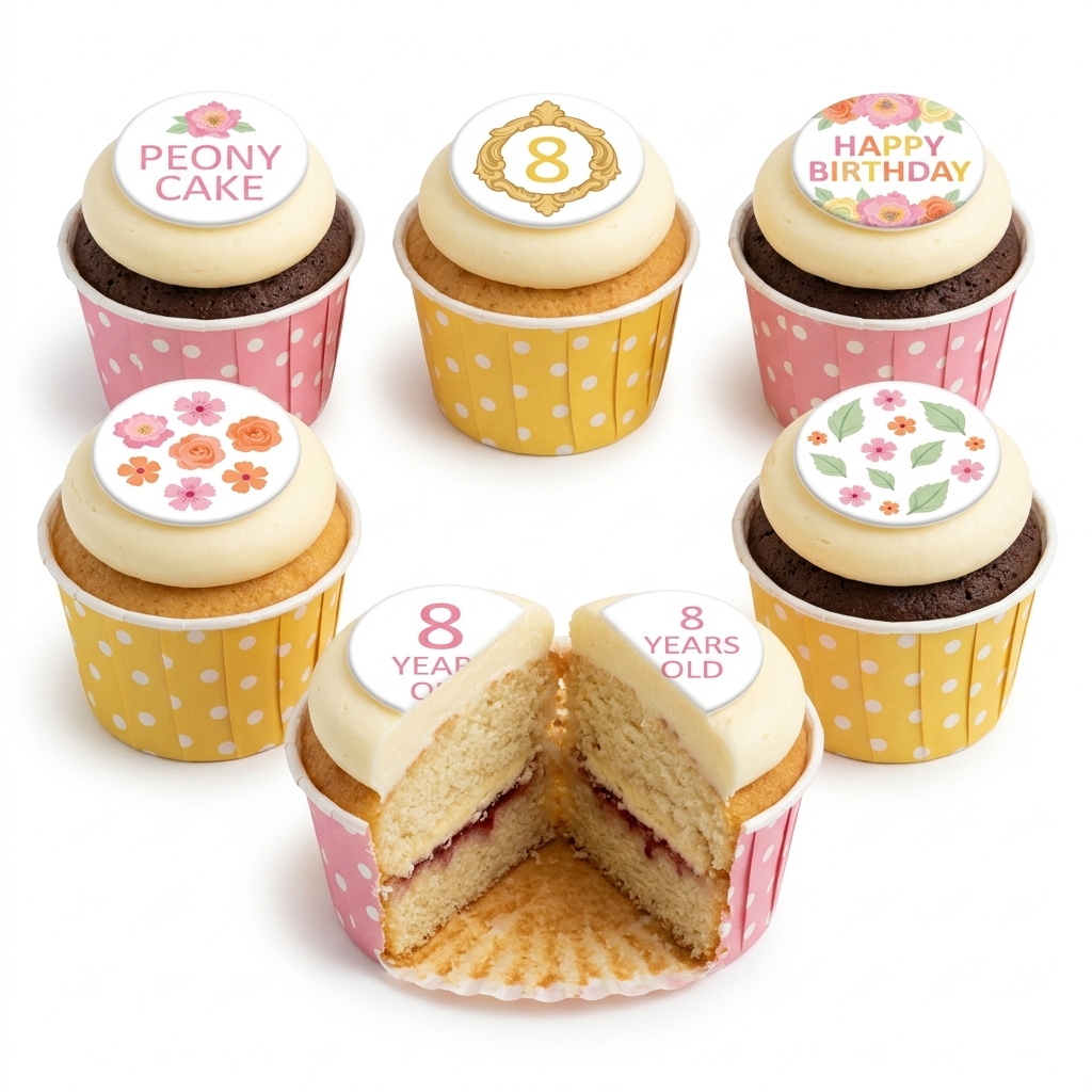 Floral Birthday Cupcakes with Custom Age Toppers