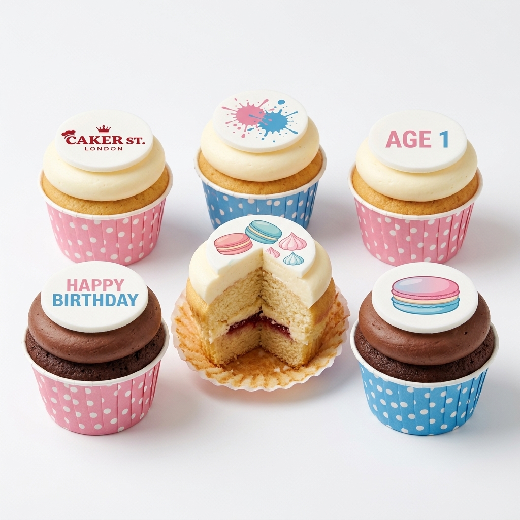 Kids Birthday Cupcakes with Custom Age & Message