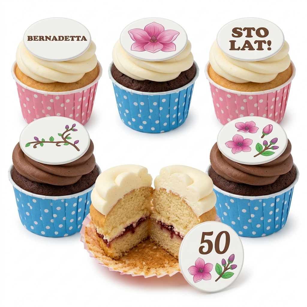 Floral Birthday Cupcakes for Her with Custom Toppers