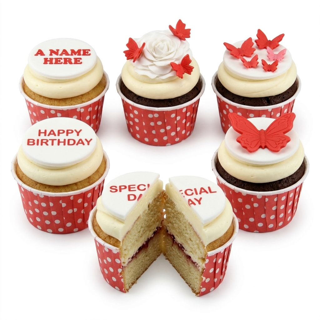 Butterfly Birthday Cupcakes with Custom Message