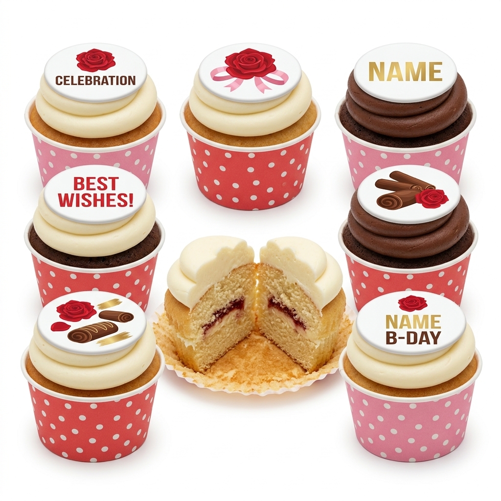 Elegant Floral Birthday Cupcakes with Custom Message