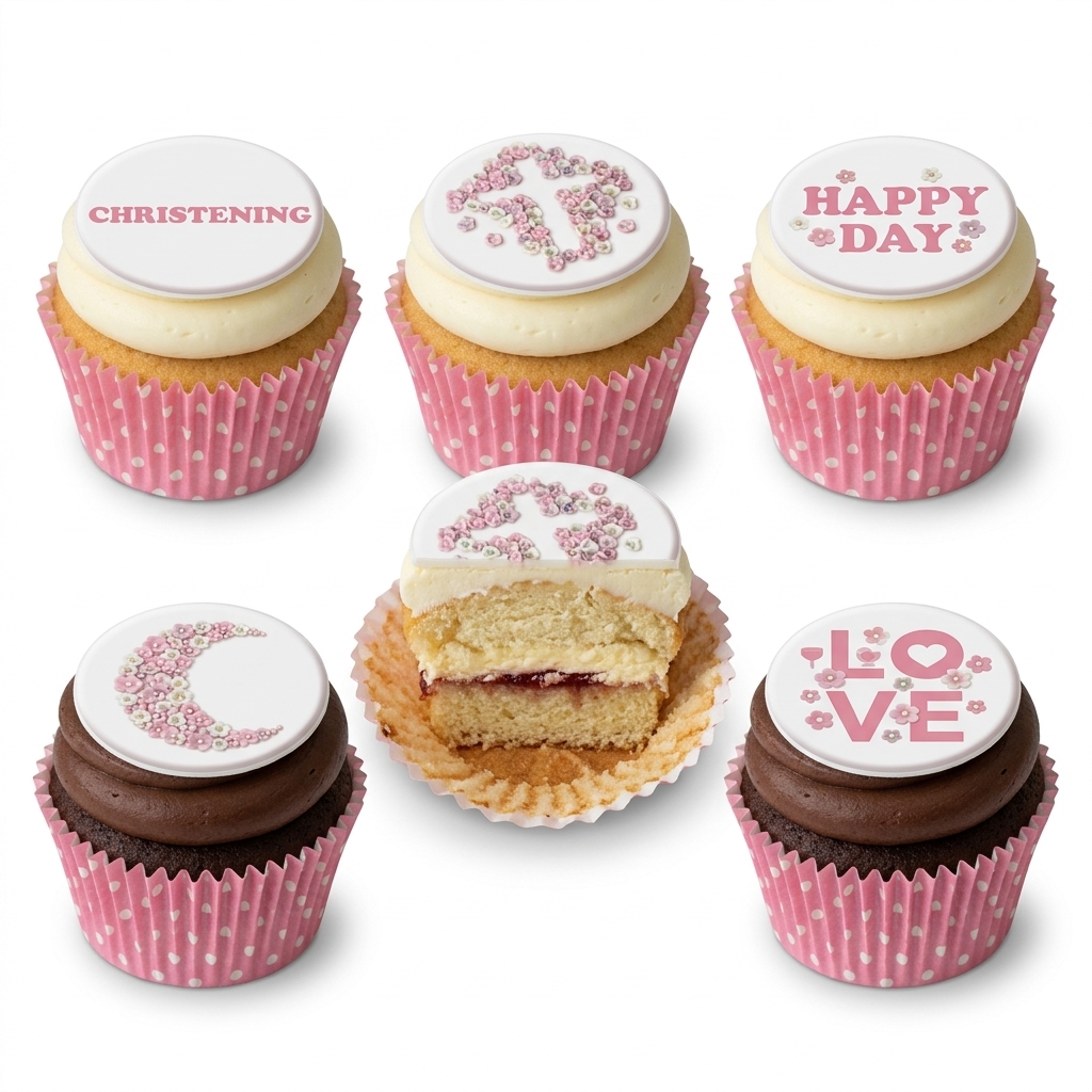 Floral Christening Celebration Cupcakes