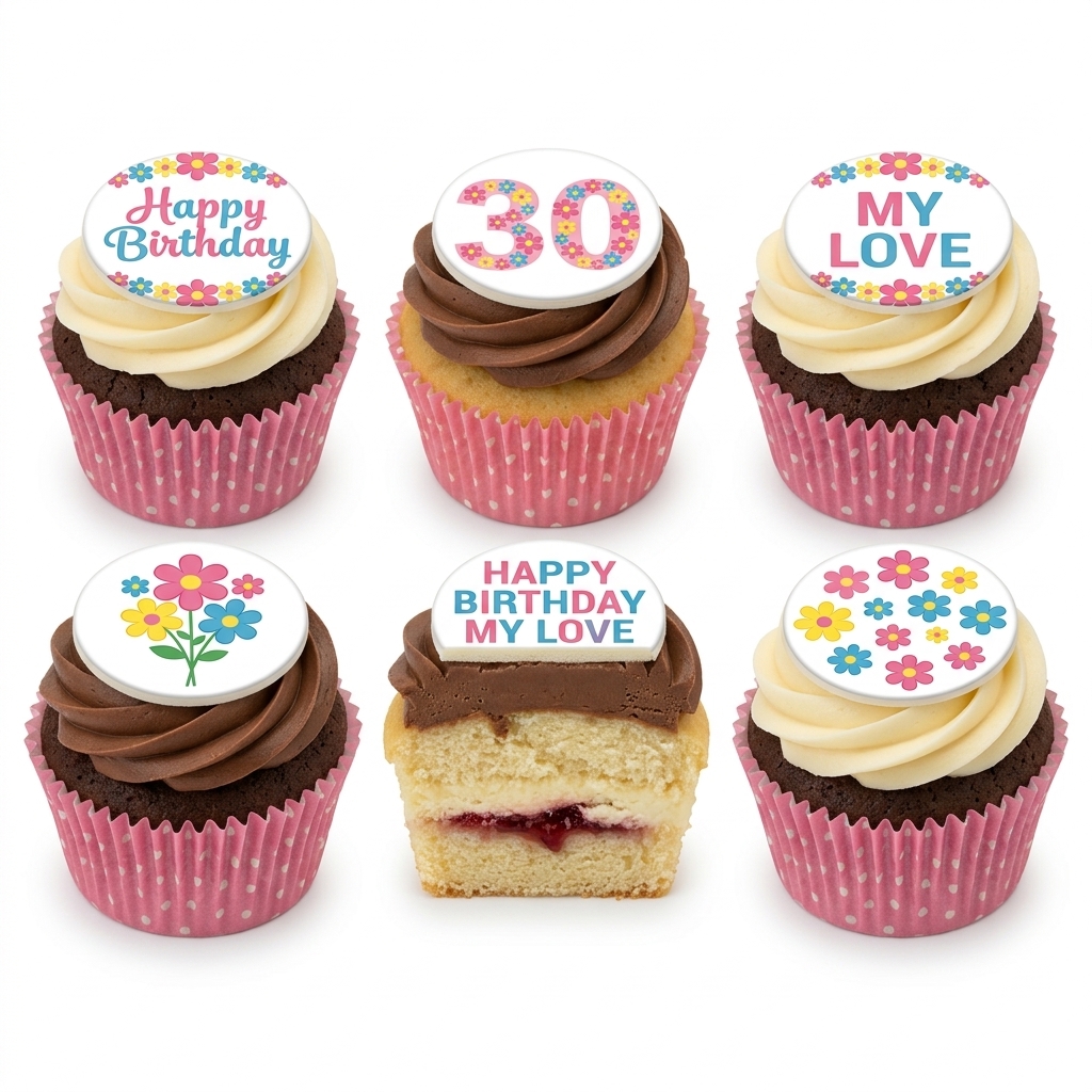 Elegant Floral Birthday Cupcakes with Custom Age