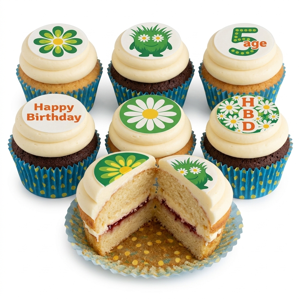 Fun Kids Birthday Cupcakes with Custom Age & Message