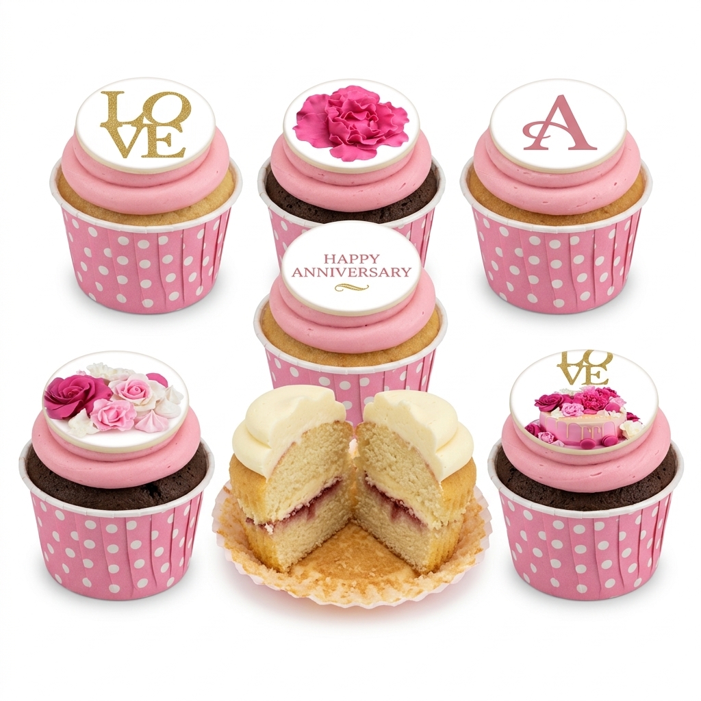 Floral Anniversary Cupcakes