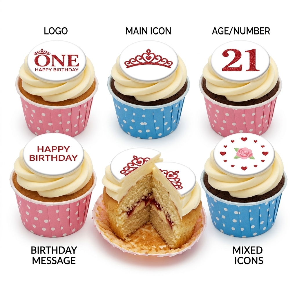 Elegant Tiara Birthday Cupcakes with Custom Age Toppers