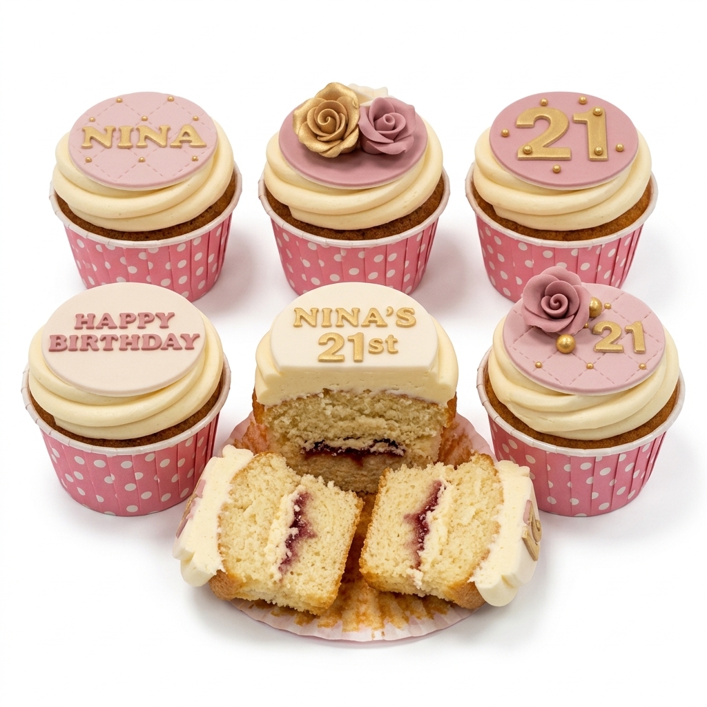 Elegant Floral Birthday Cupcakes for Her with Custom Age