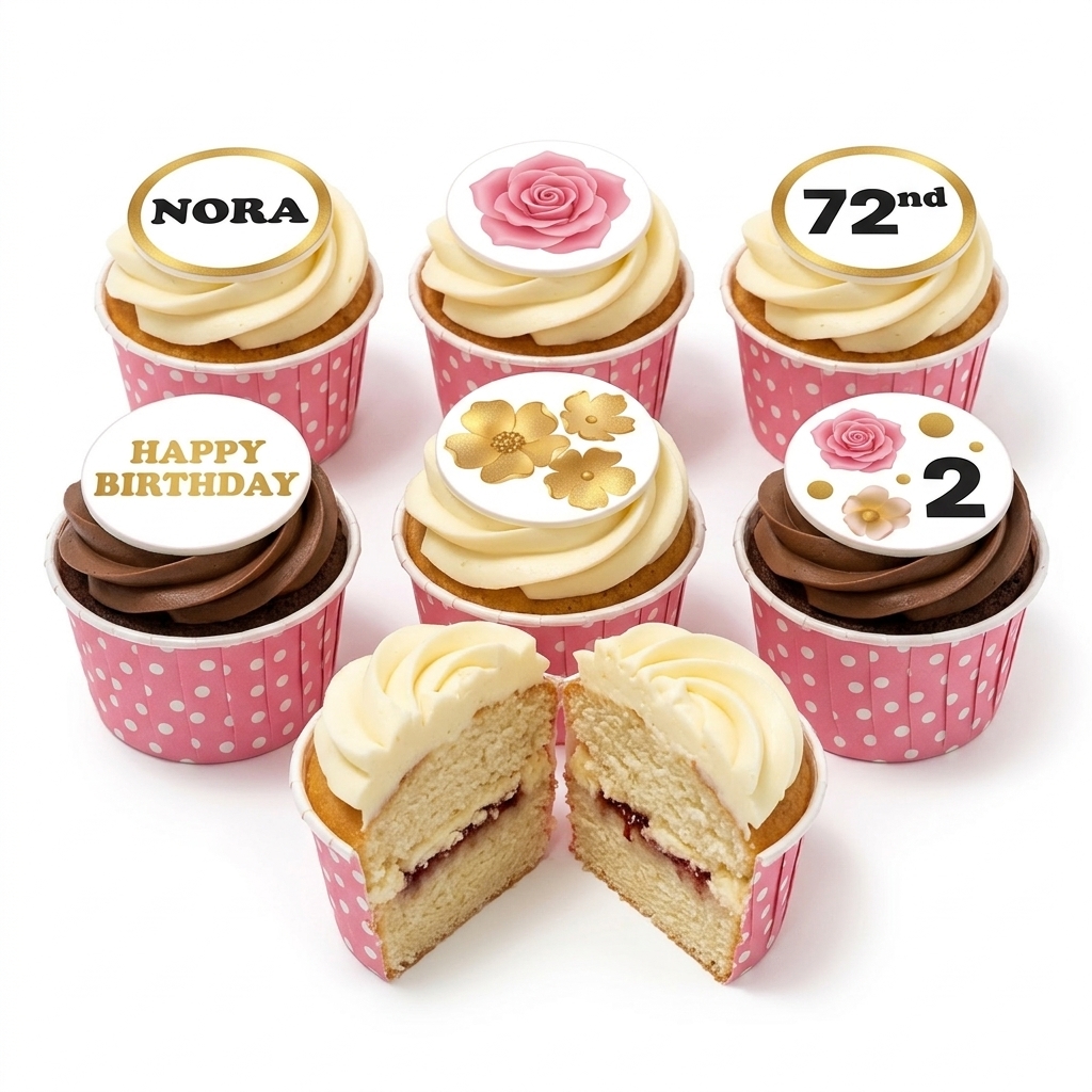 Elegant Floral Birthday Cupcakes for Her