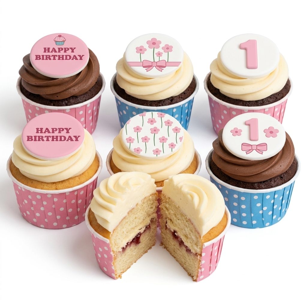 Floral Birthday Cupcakes for Her with Custom Age Toppers
