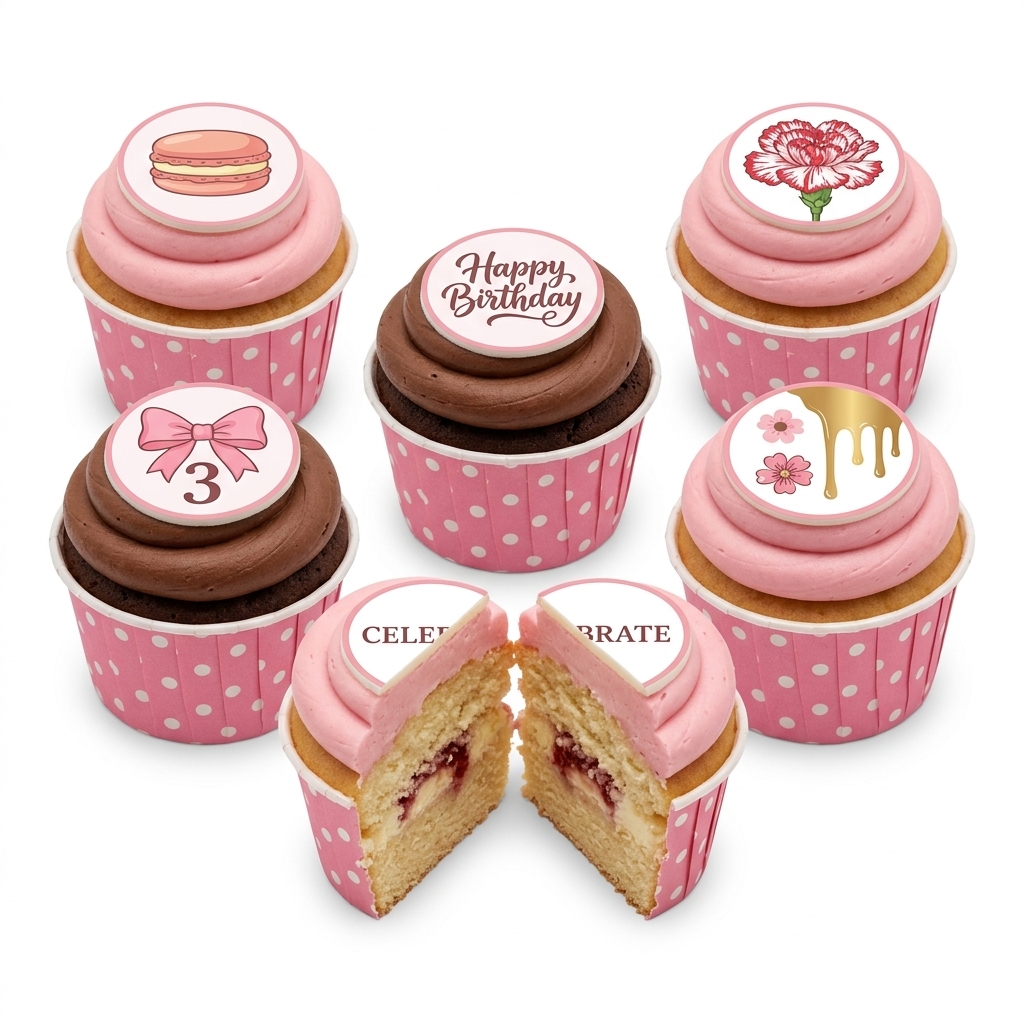 Pink Birthday Cupcake Selection