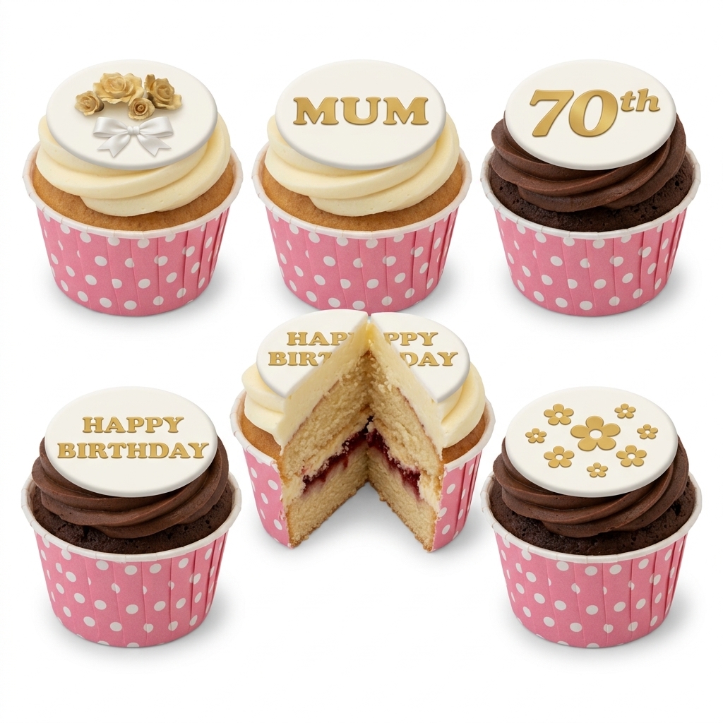 Elegant Gold Floral Birthday Cupcakes for Her