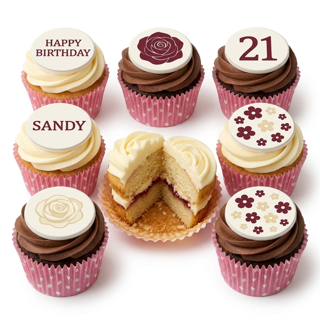Floral Birthday Cupcakes for Her with Custom Age