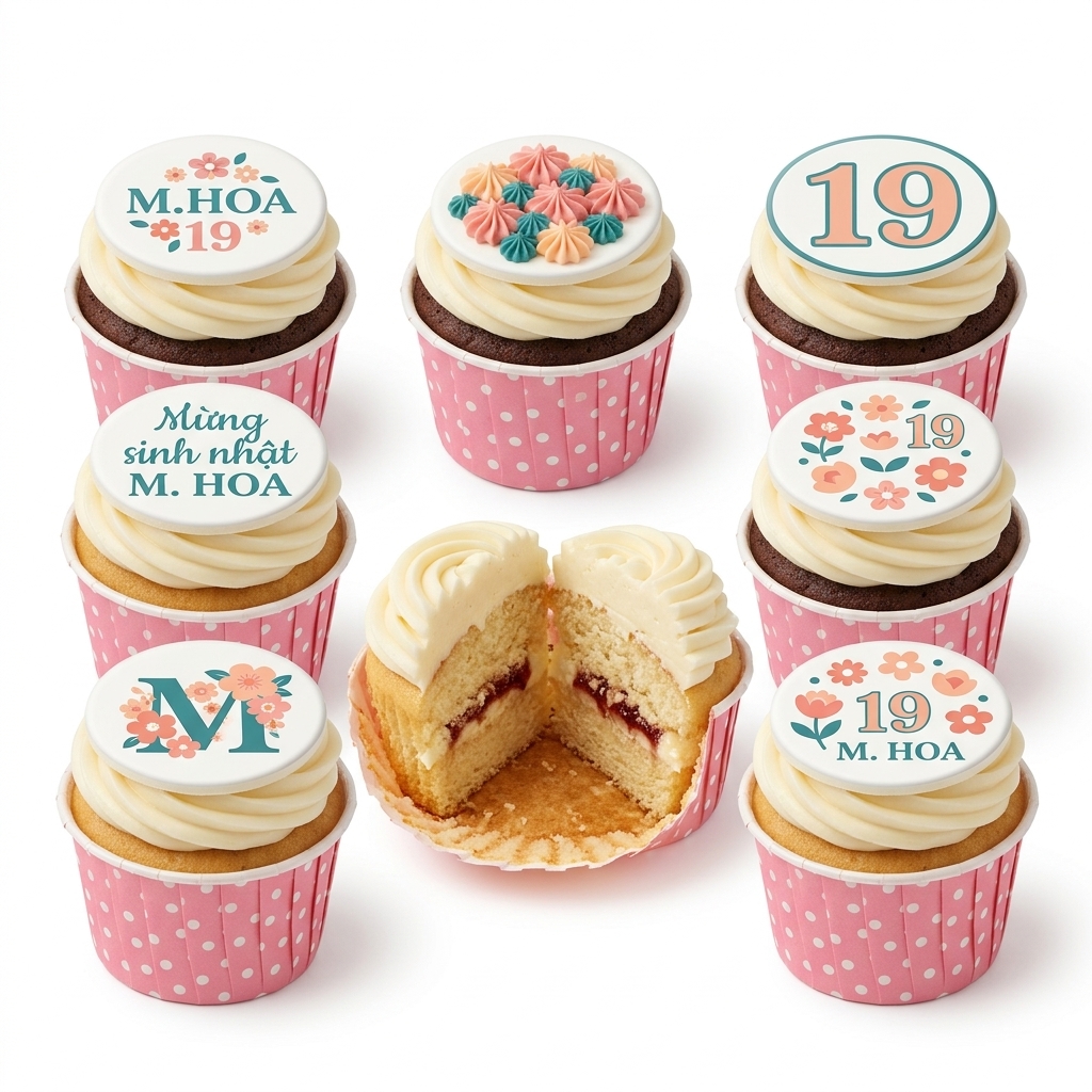 Floral Birthday Cupcakes for Her with Custom Age
