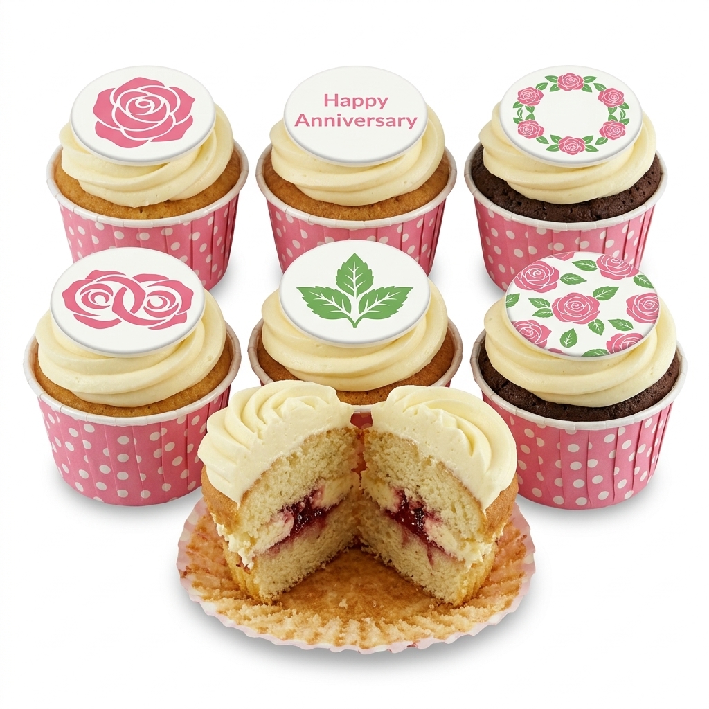 Floral Anniversary Cupcakes