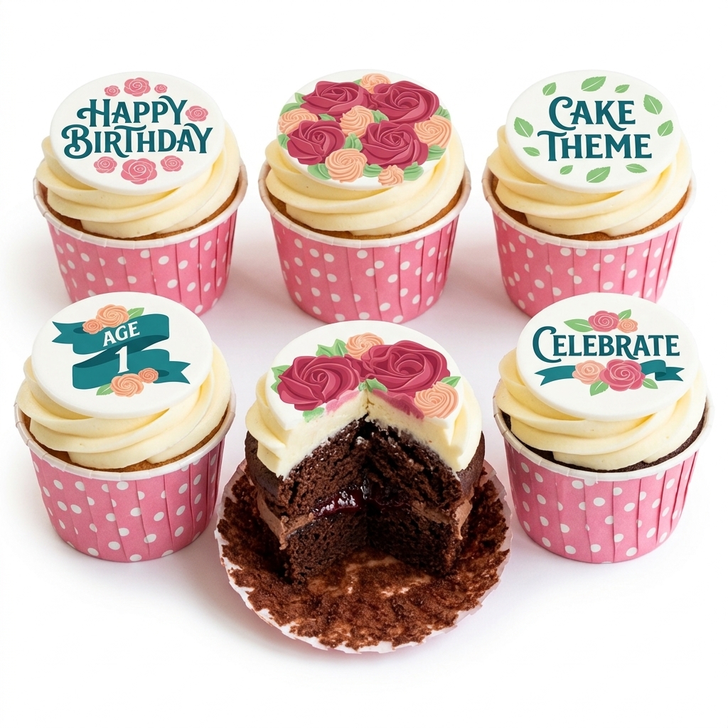 Floral Birthday Cupcakes for Her with Custom Age Toppers